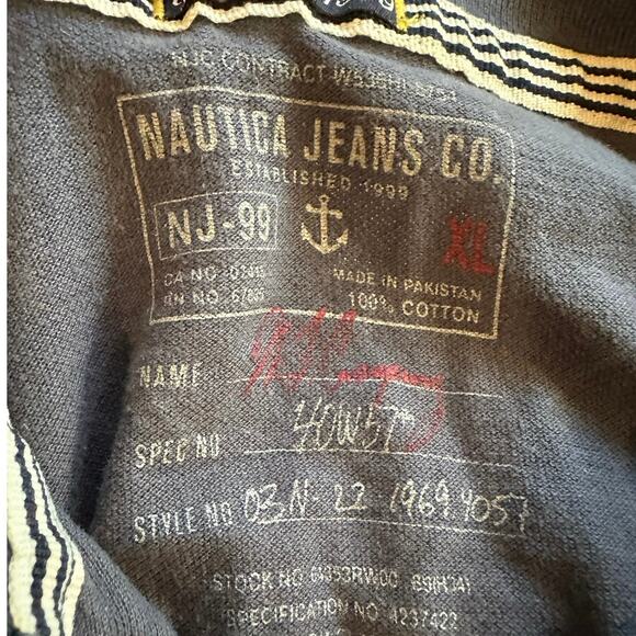 Y2K Nautica Tattoo Print 3D Distressed Oversized Short Sleeve Polo Shirt - Picture 7 of 8